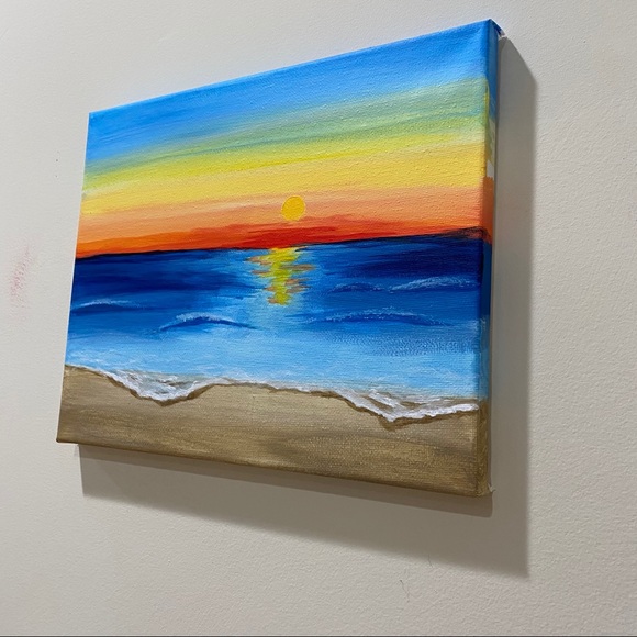 Original beach sunset painting, ocean waves, sea - Picture 2 of 4